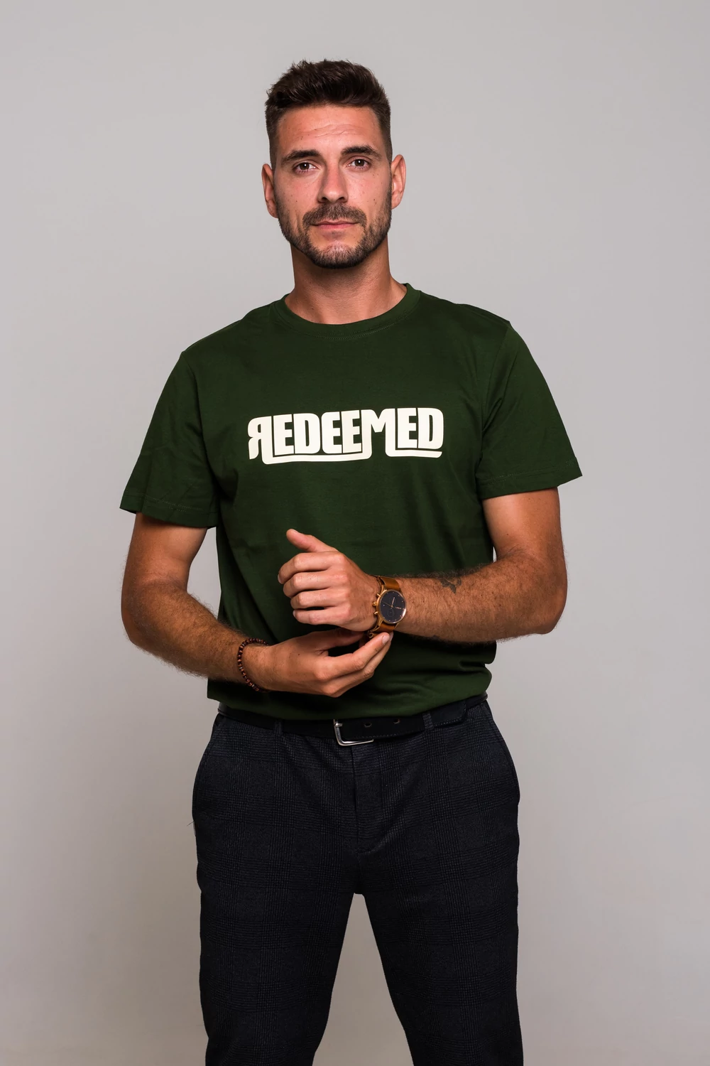 REDEEMED CLASSIC NEW fenyőzöld férfi póló